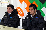 福岡サニックスブルース、藤井監督(左)と乾キャプテン