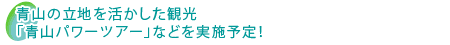 青山の立地を活かした観光「青山パワーツアー」などを実施予定！