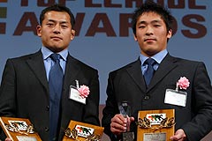 得点王・ベストキッカーの廣瀬選手と新人賞水野選手