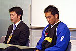 福岡サニックスブルース、藤井監督(左)と乾主将