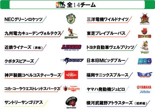 トップリーグ14チーム