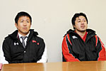 高野ヘッドコーチ(左)、箕内ゲームキャプテン