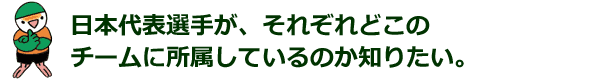 日本代表選手が、それぞれどこの チームに所属しているのか知りたい